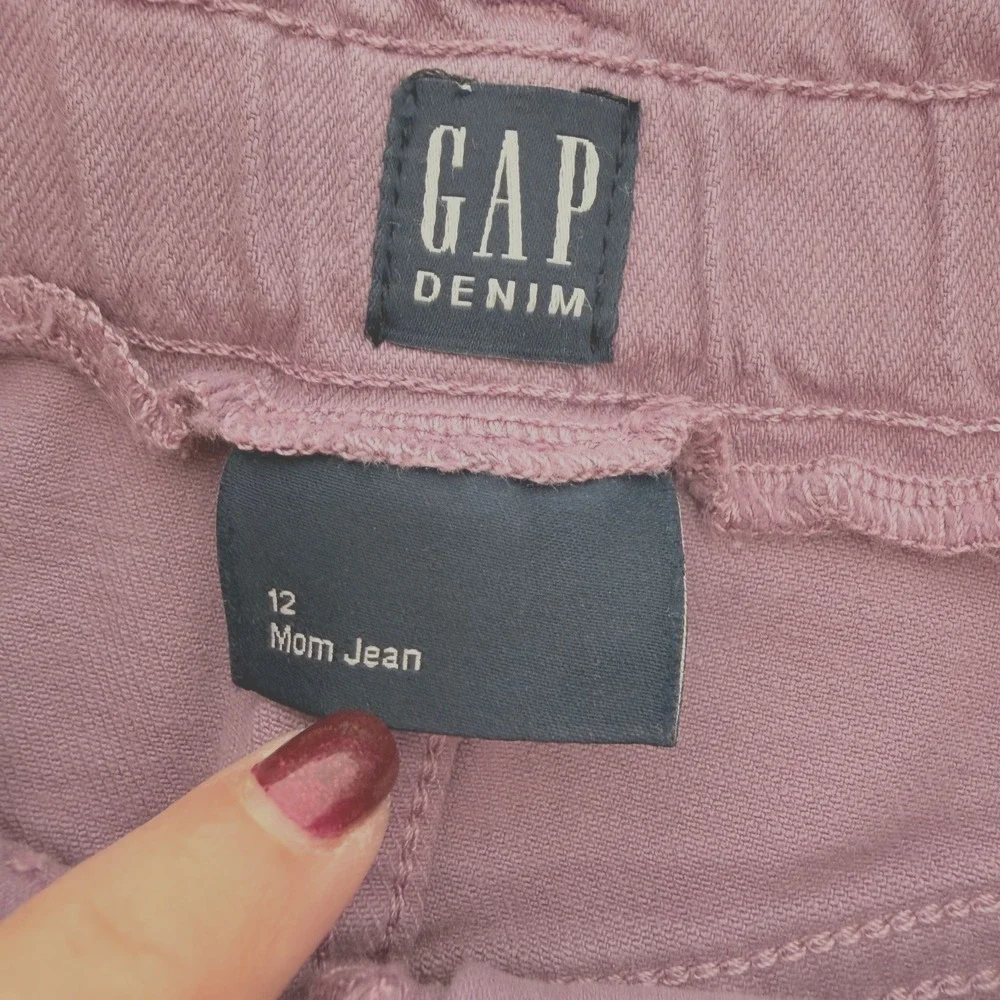 GAP NWT Girls High-Rise Elastic Paperbag Waist Denim Lavendar Mom Jeans Size 12